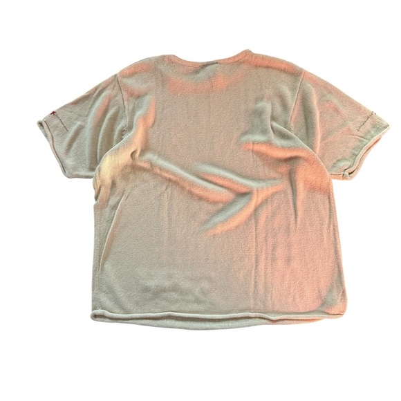 VTG Coldwater‎ Creek Linen Cotton Knit Short Sleeve Cream Embroidered Sweater 1X - Picture 2 of 9